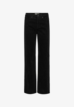 Zwarte wijde jeans gemaakt van zachte katoen denim. Bevat een klassiek vijf-pocket ontwerp en een stevige knoopsluiting.