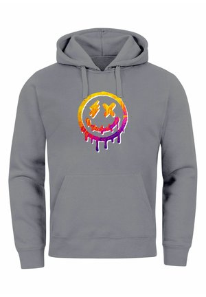 DRIP FACE SMILE NEON MOTIV TECHWEAR FASHION STREETSTYLE  - Kapuzenpullover - convoy grey