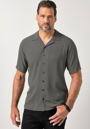JP1880, PATTERNED HALF-SLEEVE CUBAN COLLAR CUBAN FIT SHIRT UP TO SIZE 8 XL - Overhemd - black