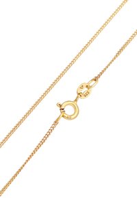 Collier en chaîne de couleur or avec un fermoir rond, présentant un design de maillons texturés. Marqué "925" indiquant un contenu en argent sterling.