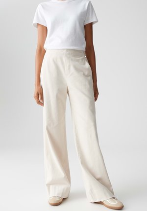HIGH RISE WIDE WEITER - Broek - soft cream