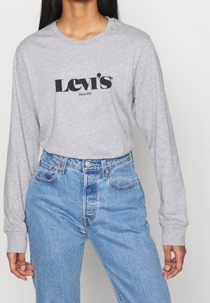Langærmet T-shirt - mottled light grey