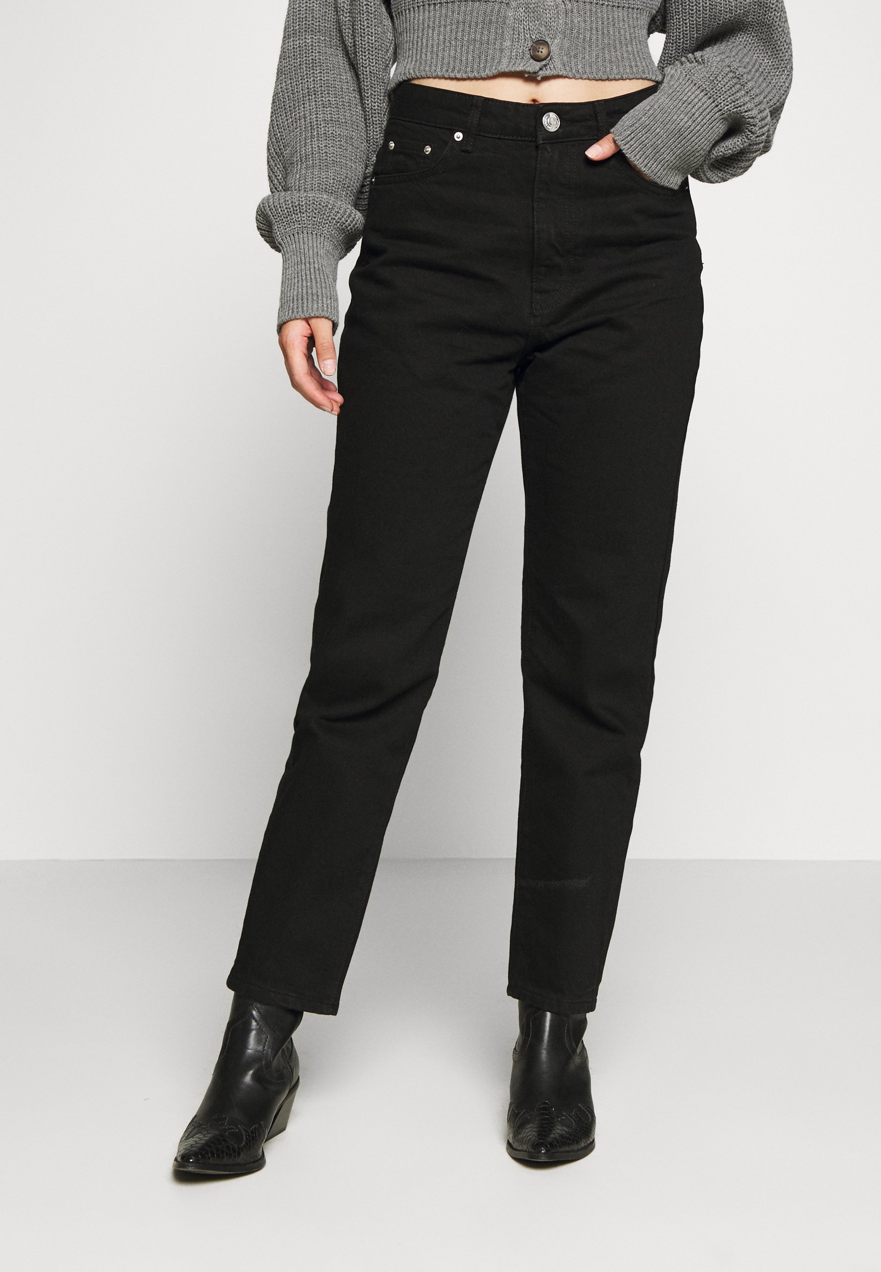 Gina Tricot Petite DAGNY MOM - Relaxed fit jeans - black - Zalando.co.uk
