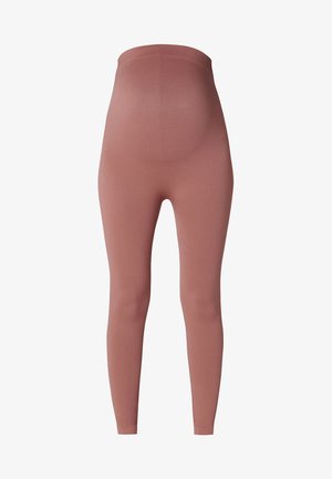 Højtaljede ribbede leggings i støvet rose farve med en tætsiddende silhuet, der går ned til anklerne.