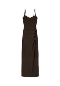STRAPPY-MIDI - Jersey dress - mottled dark brown