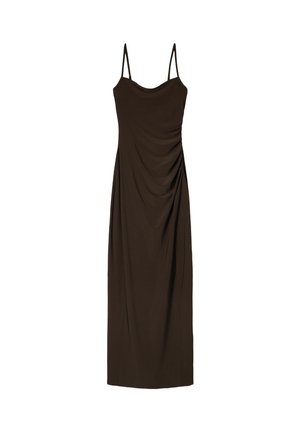 Bershka STRAPPY-MIDI - Jerseyjurk - mottled dark brown