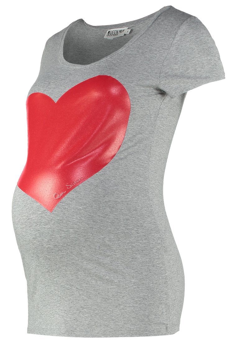 Queen Mum T-shirt print grijs gemêleerd