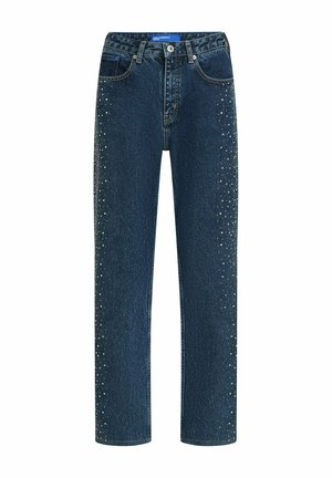 Karl Lagerfeld Jeans, KARL LAGERFELD JEANS JEANS RHINESTONE HIGH-RISE STRAIGHT - Jean droit - washed dark blue