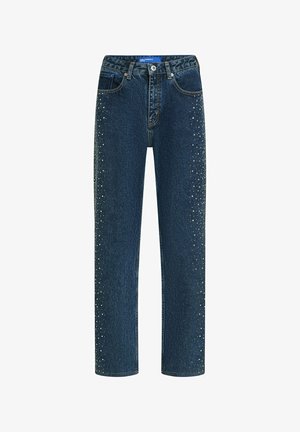 Karl Lagerfeld Jeans, KARL LAGERFELD JEANS JEANS RHINESTONE HIGH-RISE STRAIGHT - Jean droit - washed dark blue