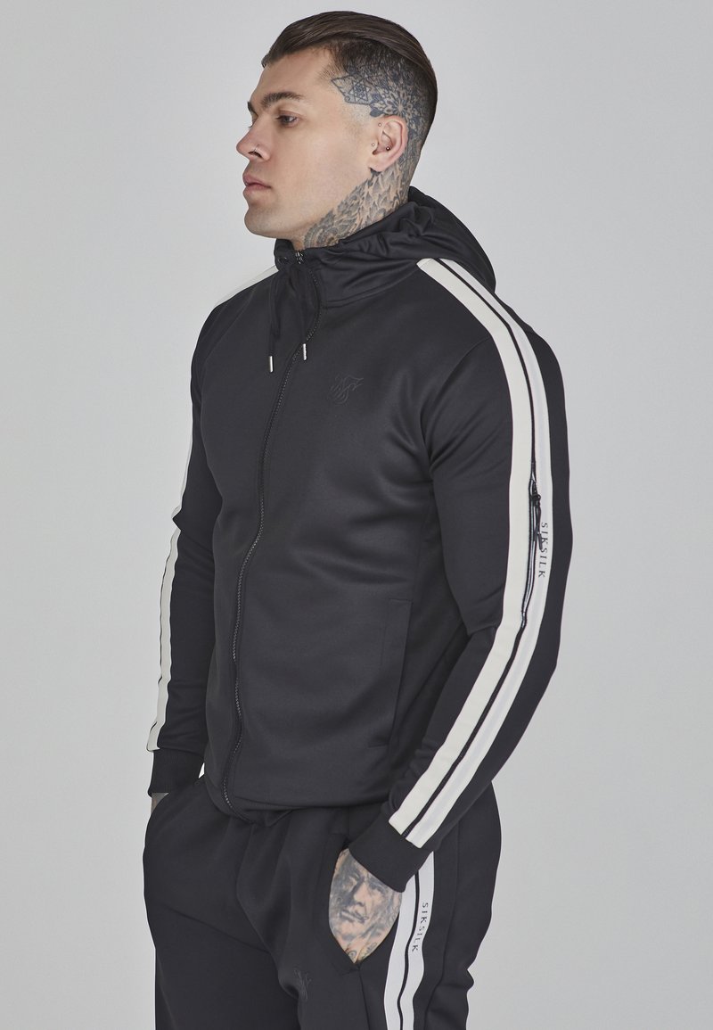 SIKSILK Cipzáras pulóver - black