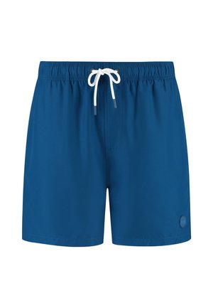 Sinised ujumispüksid kergest kangast, millel on elastne vöökoht, valge nöör ja väike logopatch vasakul jalgel.