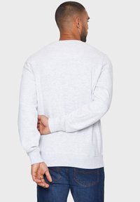 Lichtgrijze sweatshirt met lange mouwen, ronde hals en ribgebreide manchetten. Draag het over donkere spijkerbroeken, met een eenvoudig, onopgesmukt ontwerp.