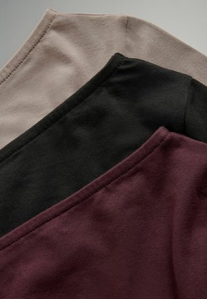 THE SET REGULAR FIT - ONE SHOULDER 3 PACK - Top dugih rukava - black berry red taupe brown