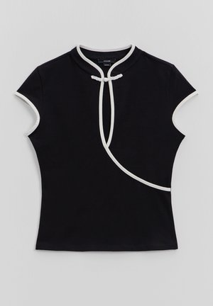 House, BLUSE MIT KURZEN ÄRMELN - Print T-shirt - black
