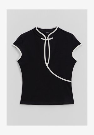 House, BLUSE MIT KURZEN ÄRMELN - T-Shirt print - black