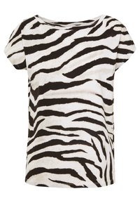 Kortärmad bomulls-T-shirt med svart och vit zebramönster, rund halsringning och avslappnad passform.