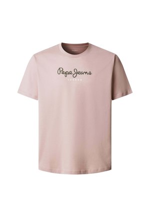 Hele roosa puuvillane T-särk ümmarguse kaelusega, lühikeste varrukatega, ees oleva graafikaga, millel on tumeoliivrohelises kirjas "Pepe Jeans LONDON".