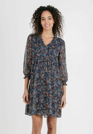 DIANA F - PRINTED MATERNITY NURSING WITH RUFFLE TRIMS ON THE NECK - Vardagsklänning - blue