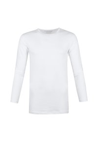 Witte lange mouwen T-shirt van zachte katoen, met een ronde halslijn en aansluitende mouwen met een gladde, platte zoom.