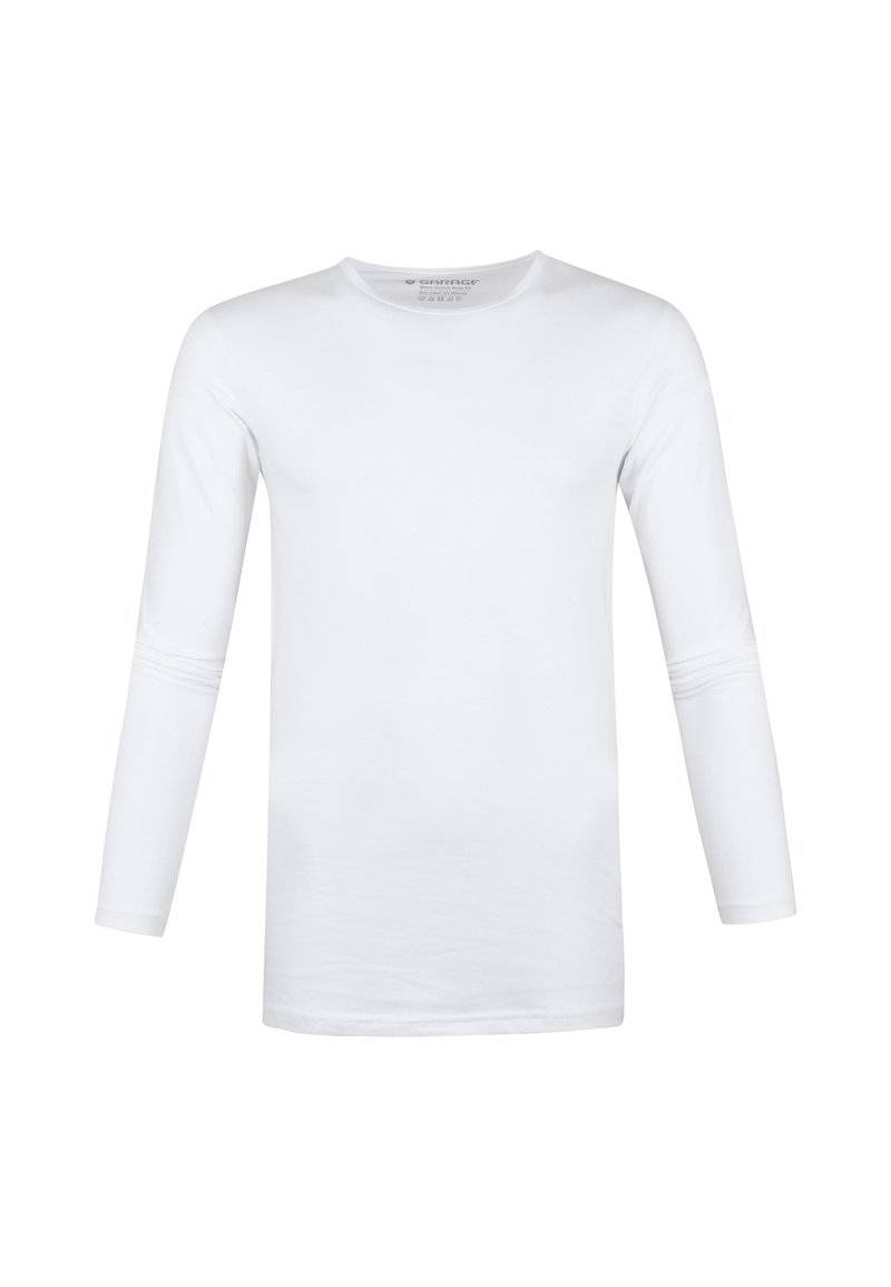 Witte lange mouwen T-shirt van zachte katoen, met een ronde halslijn en aansluitende mouwen met een gladde, platte zoom.