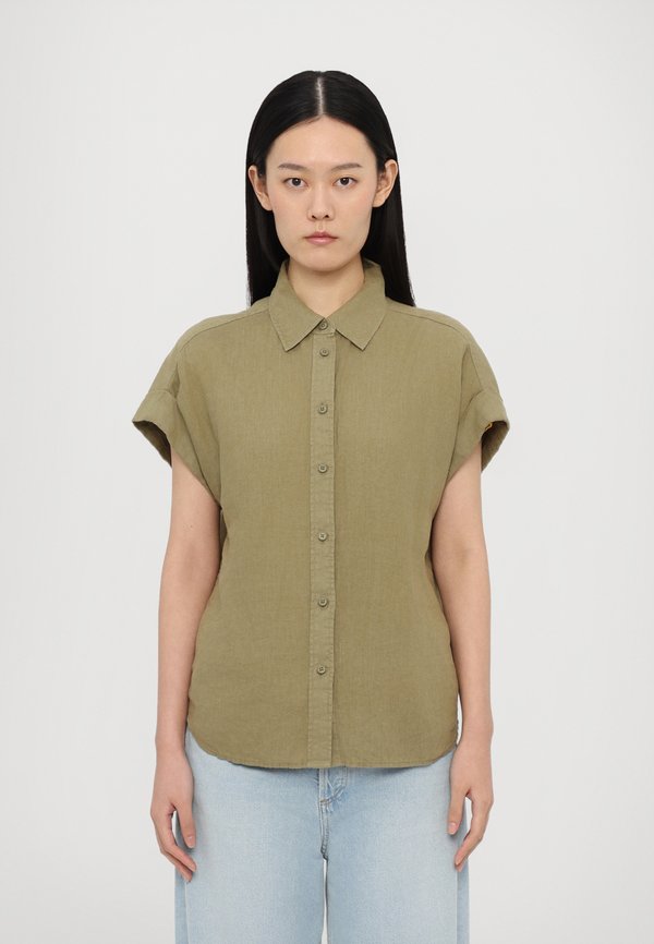 SLEEVELESS SHIRT - Button-down blouse - olive