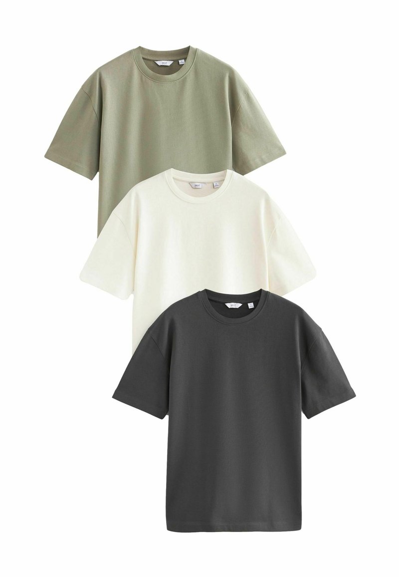 Next HEAVYWEIGHT 3 PACK - Basic póló - charcoal sage white