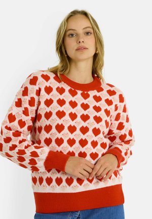 COL ROND IMPRIMÉ CŒUR - Pullover - rouge