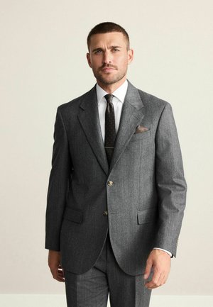 REGULAR FIT SIGNATURE MARZOTTO HERRINGBONE - Kurzmantel - charcoal grey