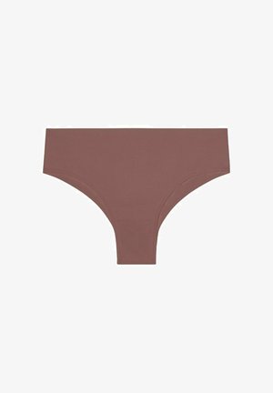 Culotte hipster en coton rose, avec une texture lisse et côtelée et un design taille haute. Pas de coutures visibles ni d'ornements.