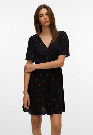 Vero Moda VMALBA SS SHORT DRESS WVN NOOS - Rochie tip cămașă - black aop cherries