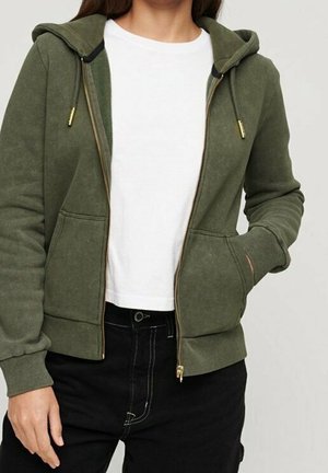 Felpa con zip - khaki