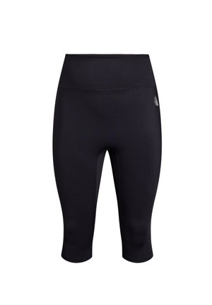 Svarta capri leggings i elastiskt material. Har en bred midja och sömlös design med en liten logotypdetalj på sidan.