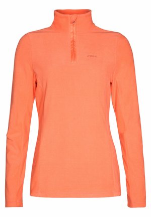 Langärmeliges Pullover aus Korallenfleece mit Viertelreißverschluss und Stehkragen, mit kleinem "Protest"-Logo auf der Brust.