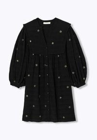 Promod COURTE À SEQUINS BRODÉS - Robe chemise - noir