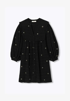 Promod COURTE À SEQUINS BRODÉS - Robe chemise - noir