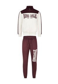 Lonsdale NORMALE PASSFORM STOTFIELD - Sweat à Capuche - Marl Grey Oxblood White L2g22s027 C11
