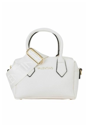 Sac à main Valentino blanc avec double poignée, bretelle large détachable et ferrures dorées.