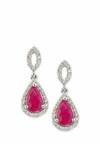 DIAMANT L'ÉTERNEL RUBY AND DIAMOND OVAL DANGLE - Pendientes - white gold