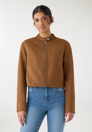 BIKER EFFETTO - Giacca in similpelle - marrone chiaro