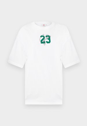 T-shirt en coton blanc avec le numéro vert "23" et un détail de signature, manches courtes, coupe décontractée et col rond.