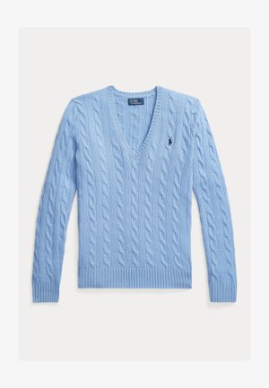 Polo Ralph Lauren CABLE-KNIT WOOL-CASHMERE V-NECK SWEATER - Jumper - new litchfield blue