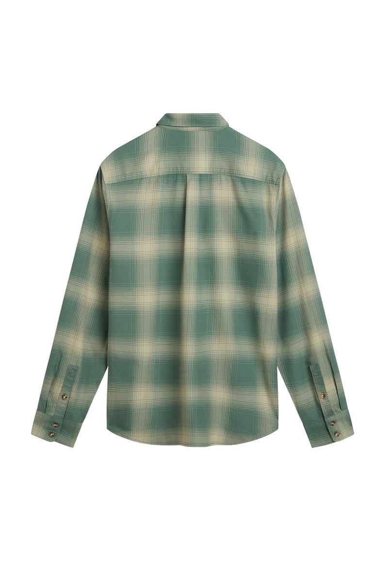Chemise boutonnée vintage Pendleton bleu laine à carreaux manches