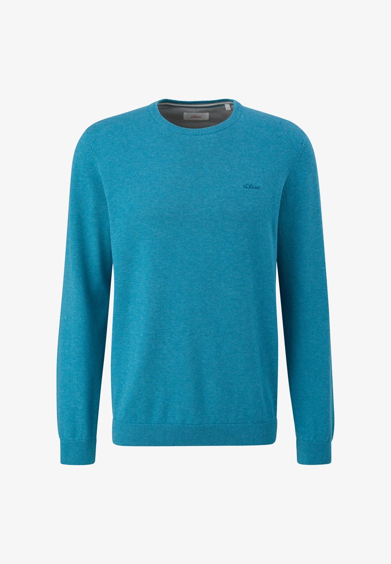 s.Oliver MIT LOGO-STICKEREI - Strickpullover - türkis