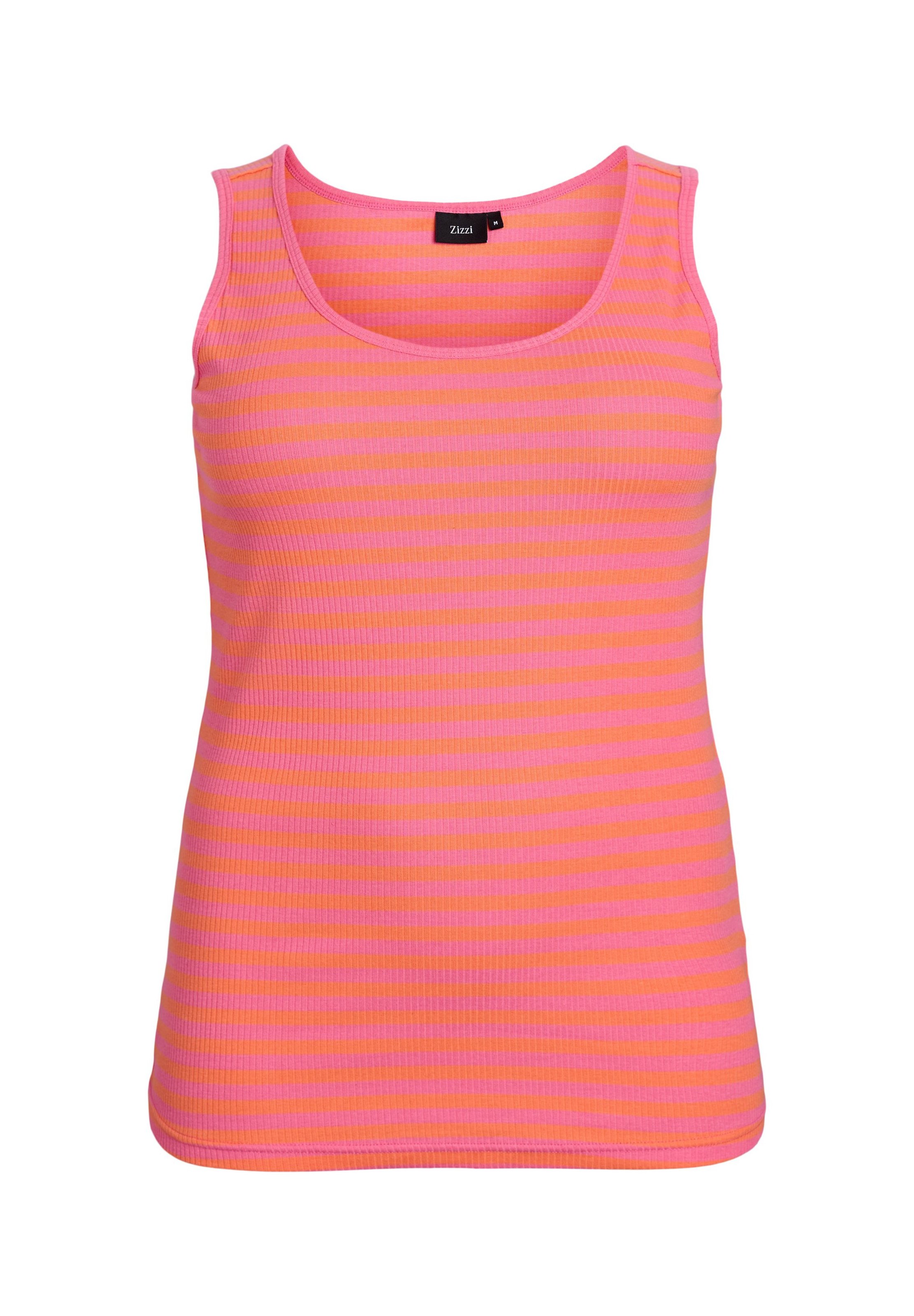 Zizzi GESTREIFTES TANK MIT STRUKTUR - Top - melon b gum stripe