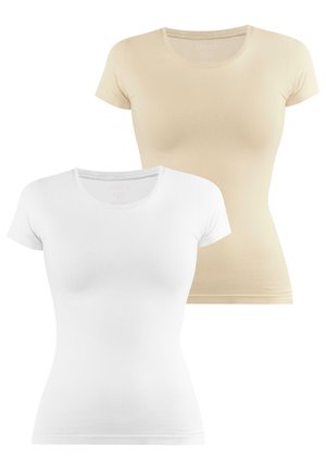 DAMen - T-Shirt basic - beige weiß