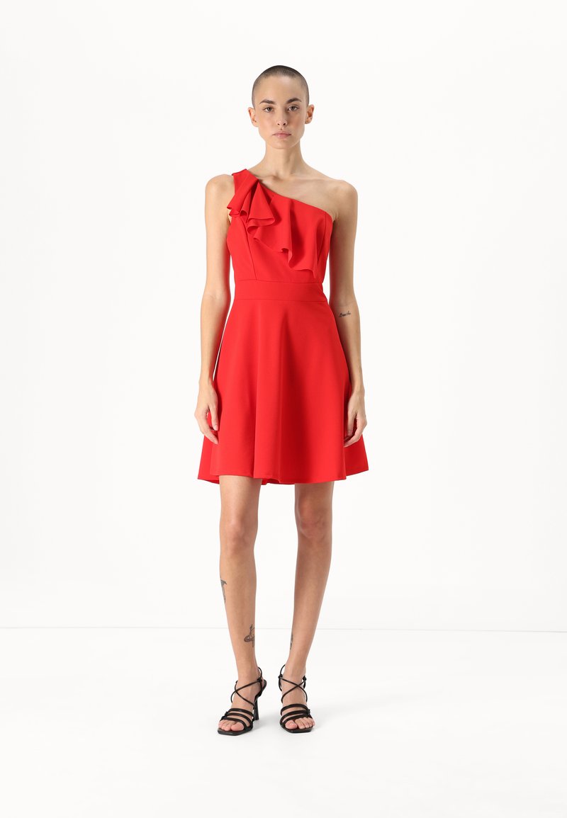 WAL G PETITE MAXINE RUFFLE SKATER - Obleka iz džersija - red