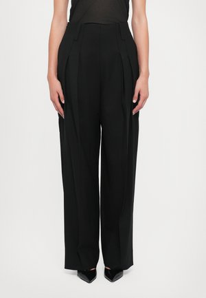 HIGH WAIST CINCH TROUSER - Stoffhose - black
