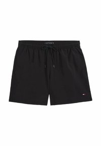 Shorts da nuoto neri realizzati in tessuto leggero, dotati di un elastico in vita, cordoncino e tasche laterali; piccolo logo accentato sull'orlo.