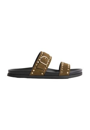 STUDDED STRAPPY FOOTBED - Pantofle - olive