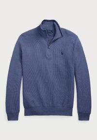 KNIT COTTON QUARTER ZIP JUMPER - Striktrøje - capri blue